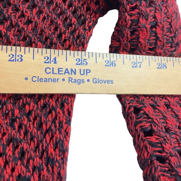 Express Sweater Cable Knit Women Sz S Red Black Oversized Slouchy Long Sleeve - Picture 8 of 10
